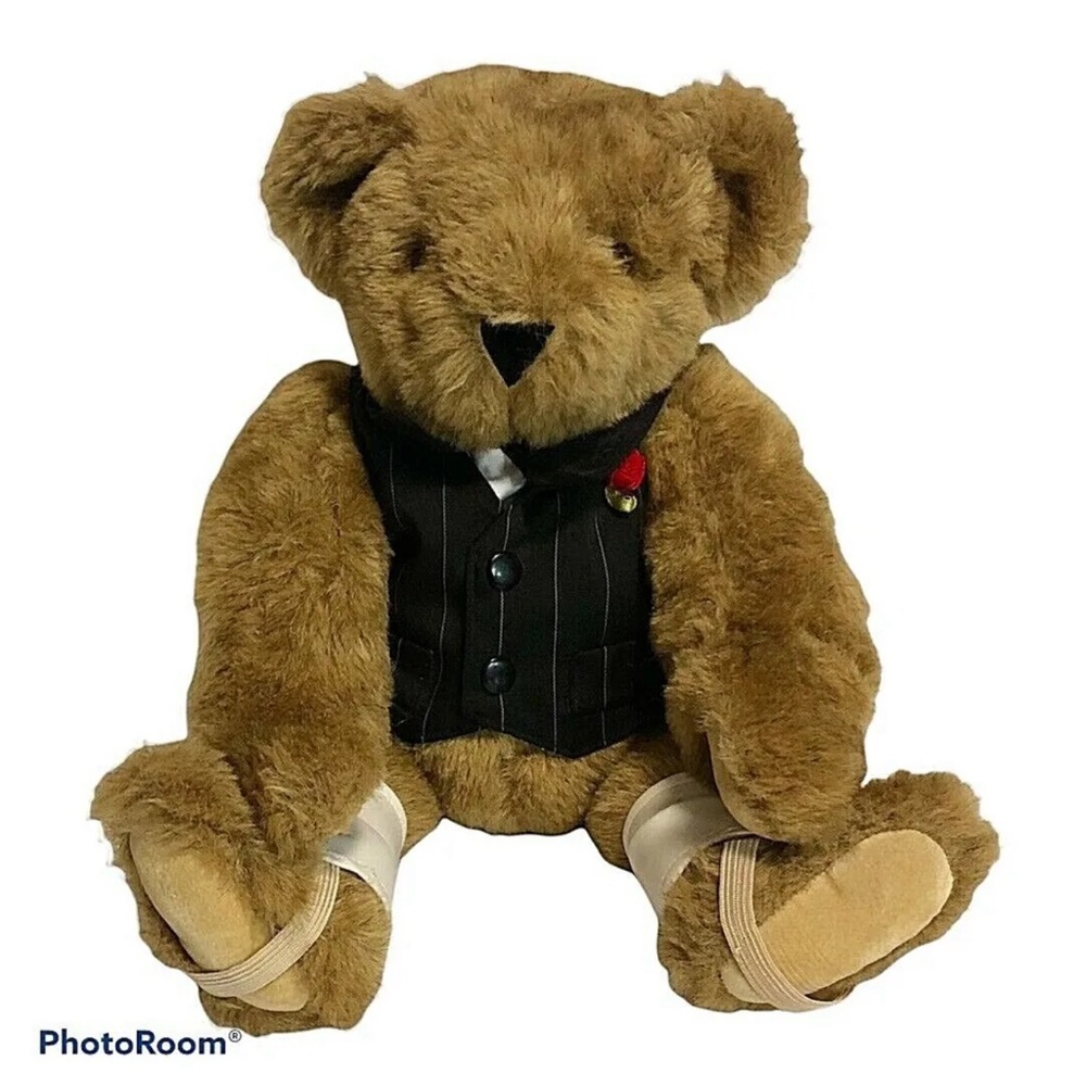 Vintage Vermont Teddy Bear Groom Bear Plush Brown Movable Arms Legs Vermont